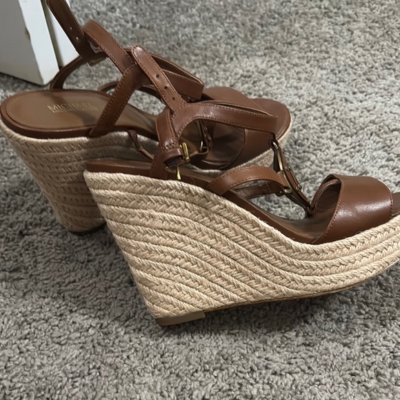 Michael Kors Brown Wedge Sandals with Lace-Up Design - Picture 2 of 4